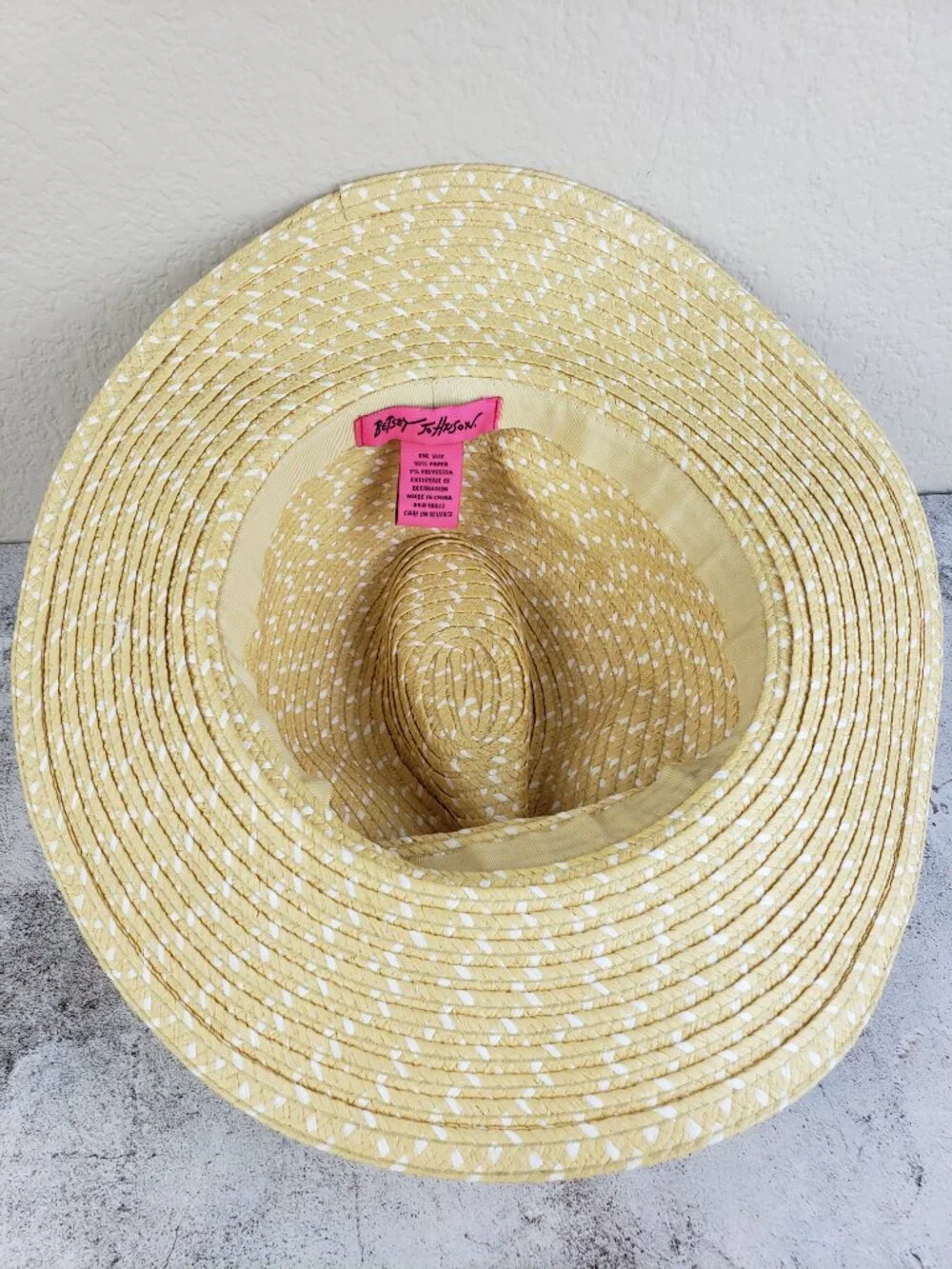 Betsey Johnson Straw Hat Flower Beaded Fedora O/S